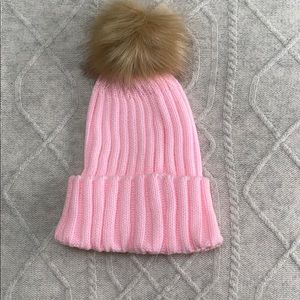 Real Fur Pom Pom Beanie Cap